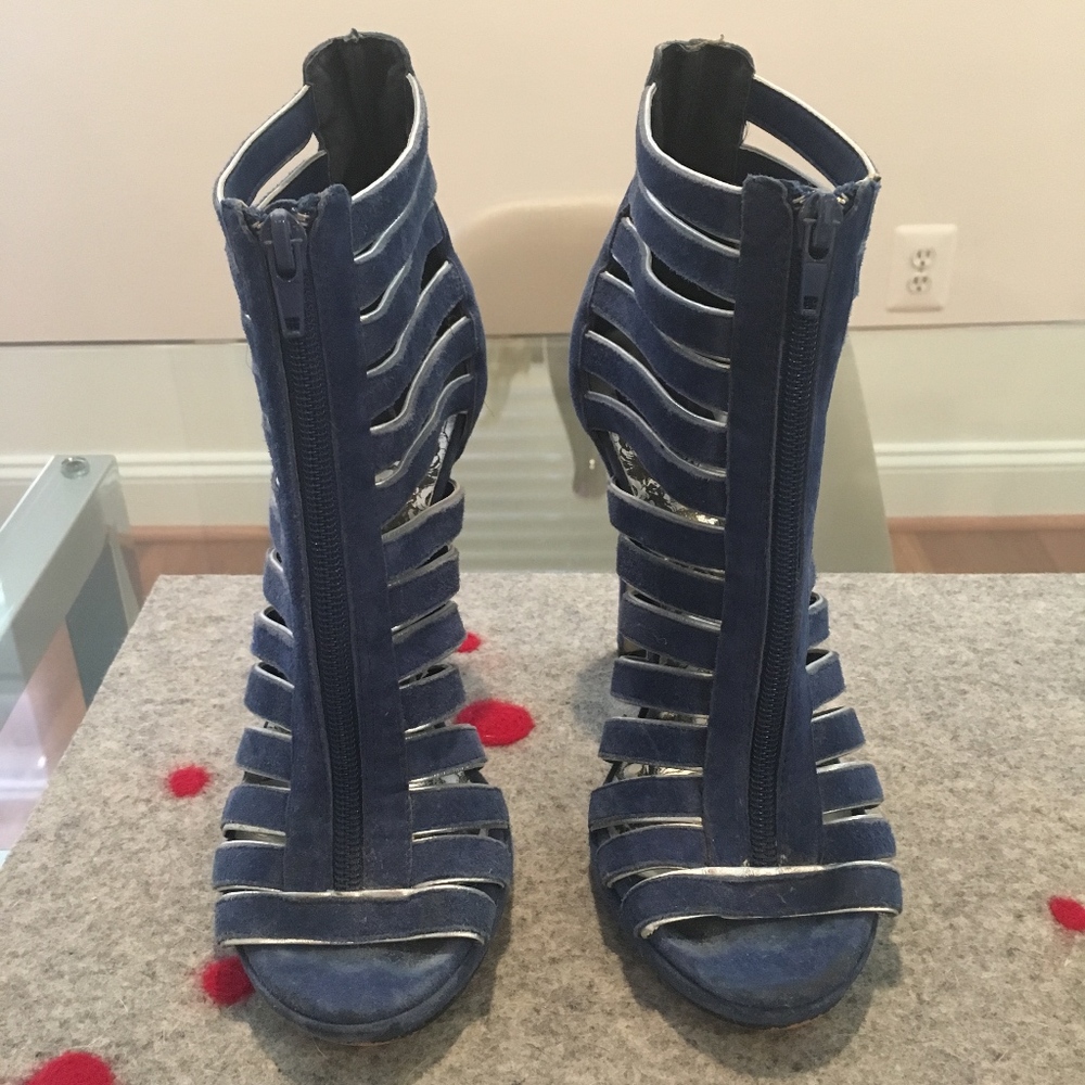 Dolce Vita blue suede caged sandals in 7.5